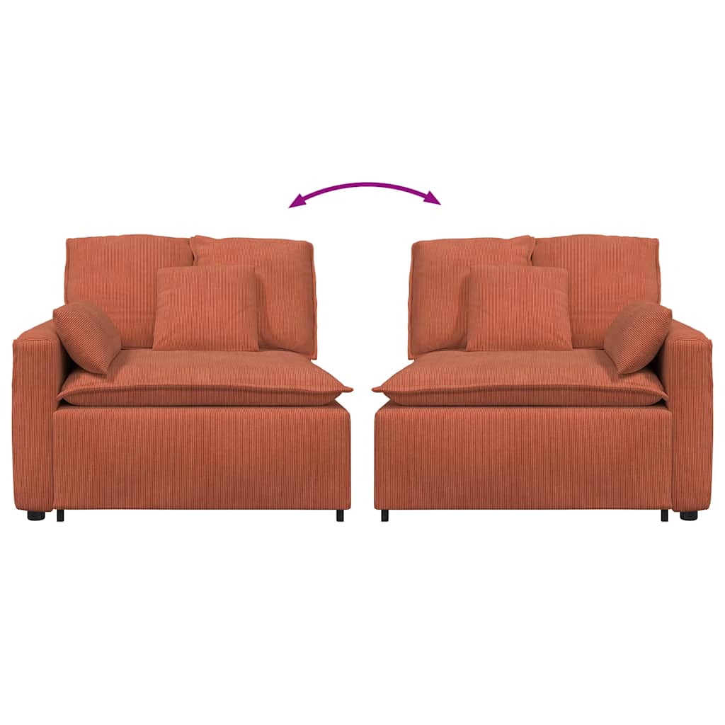modulopbygget sofaarmlænsendemodul med hynder 100 cm rød orange