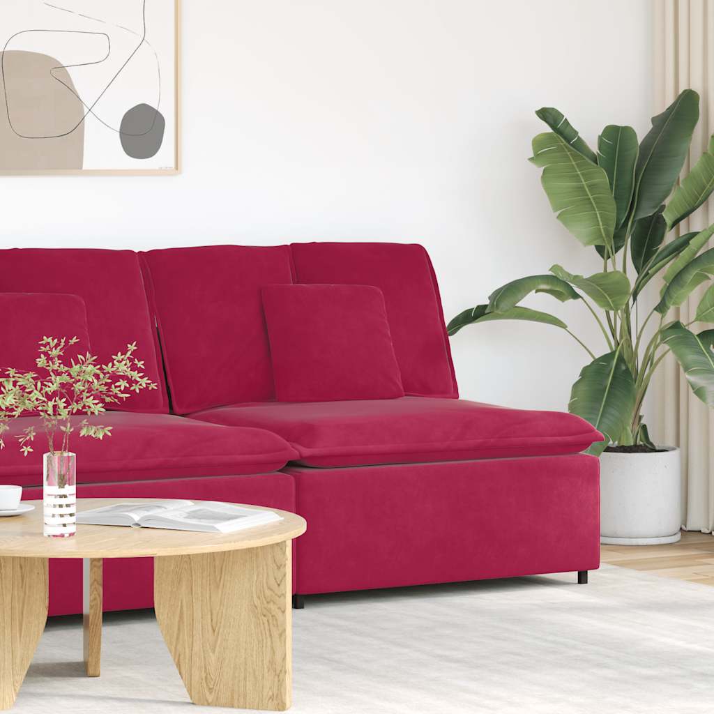 modulopbygget sofacentermodul med hynder 100 cm vinrød
