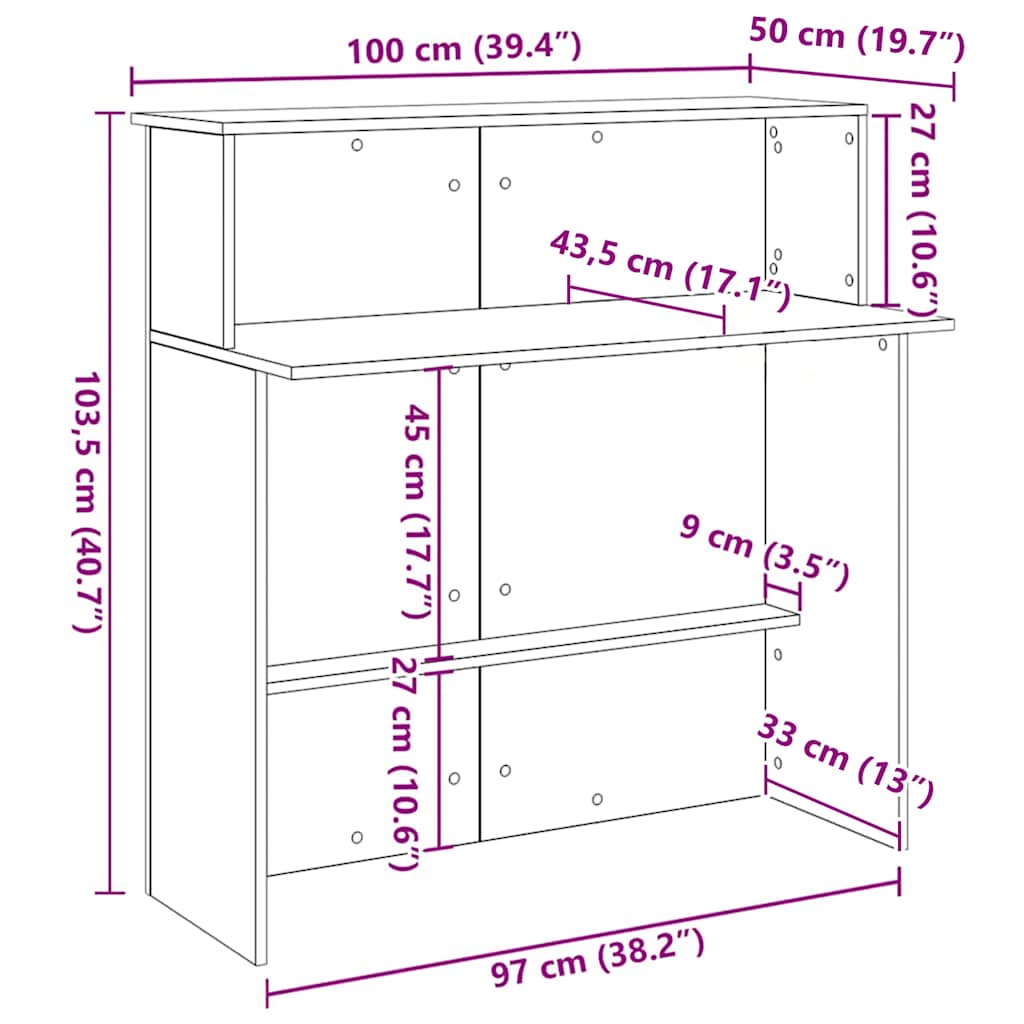 receptionsskranke 100x50x103,5 cm konstrueret træ beton grå