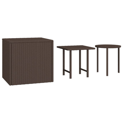 sideborde 3 stk. til haven polyrattan brun