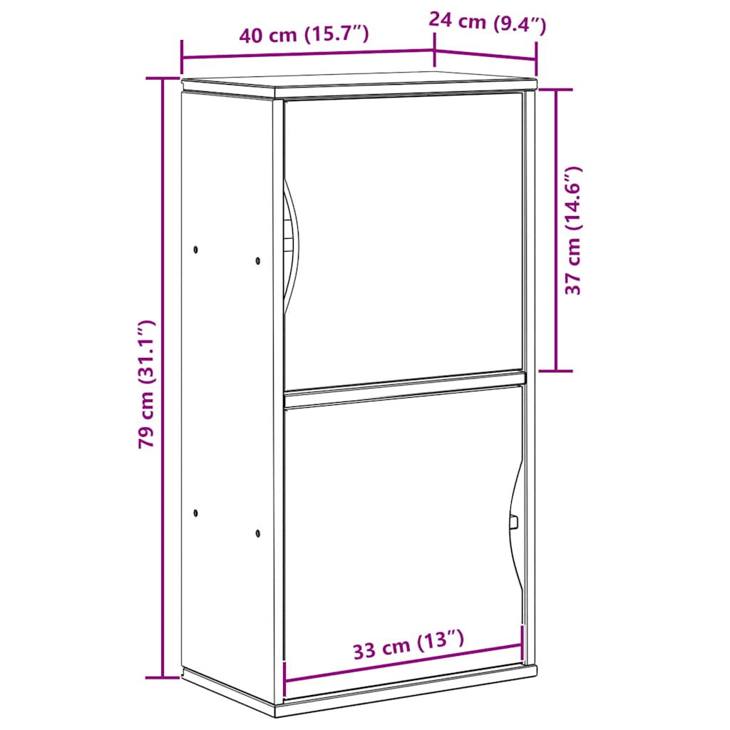 sideskab ODDA 40x24x79 cm massivt fyrretræ