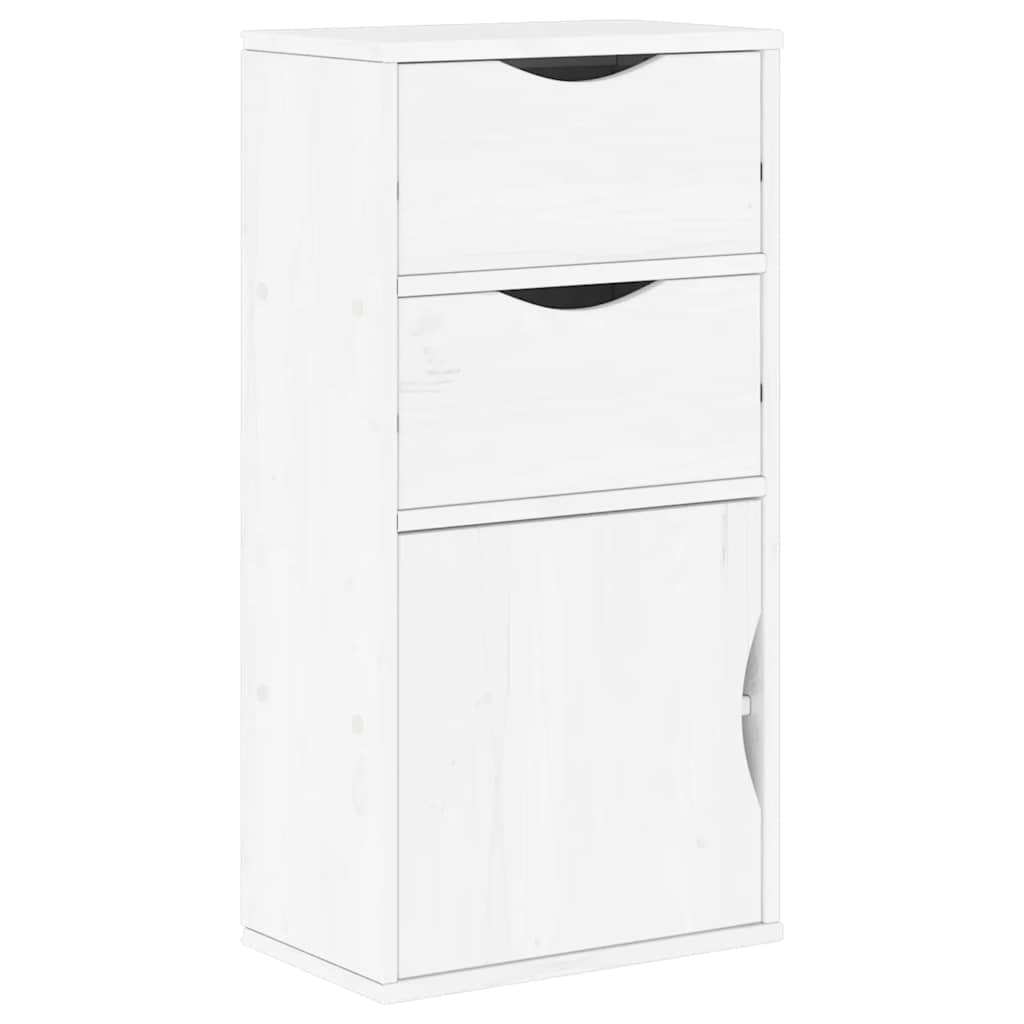 sideskab ODDA med skuffer 40x24x79 cm massivt fyrretræ hvid