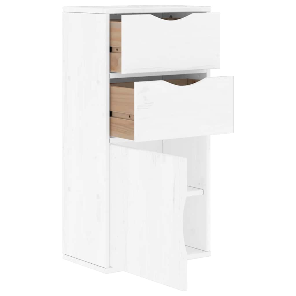 sideskab ODDA med skuffer 40x24x79 cm massivt fyrretræ hvid
