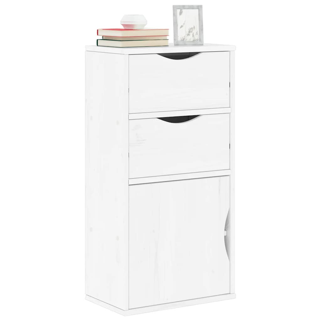 sideskab ODDA med skuffer 40x24x79 cm massivt fyrretræ hvid