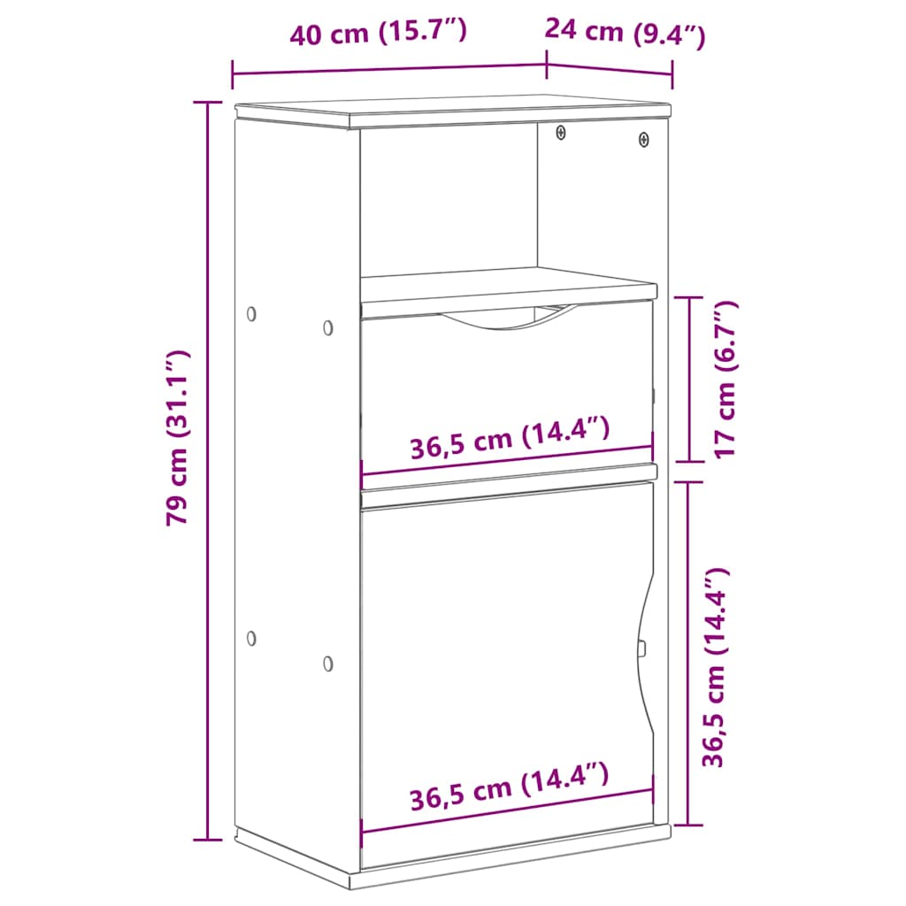 sideskab ODDA med skuffe 40x24x79 cm massivt fyrretræ