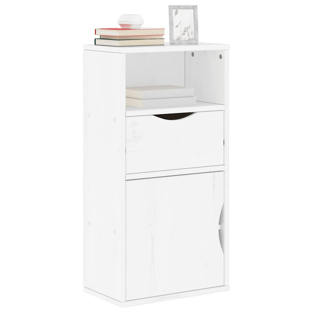 sideskab ODDA med skuffe 40x24x79 cm massivt fyrretræ hvid