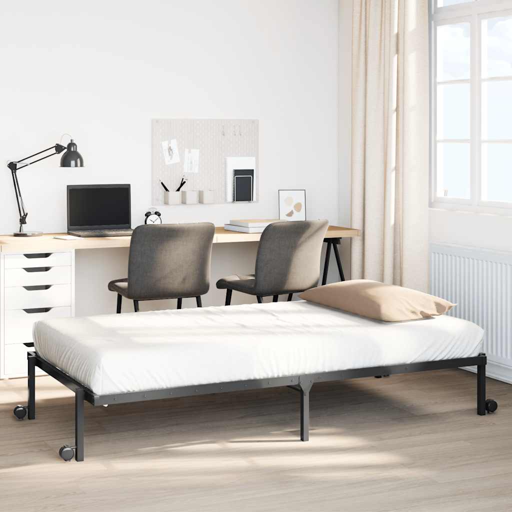 sengeramme uden madras foldbare 100x190 cm stål sort