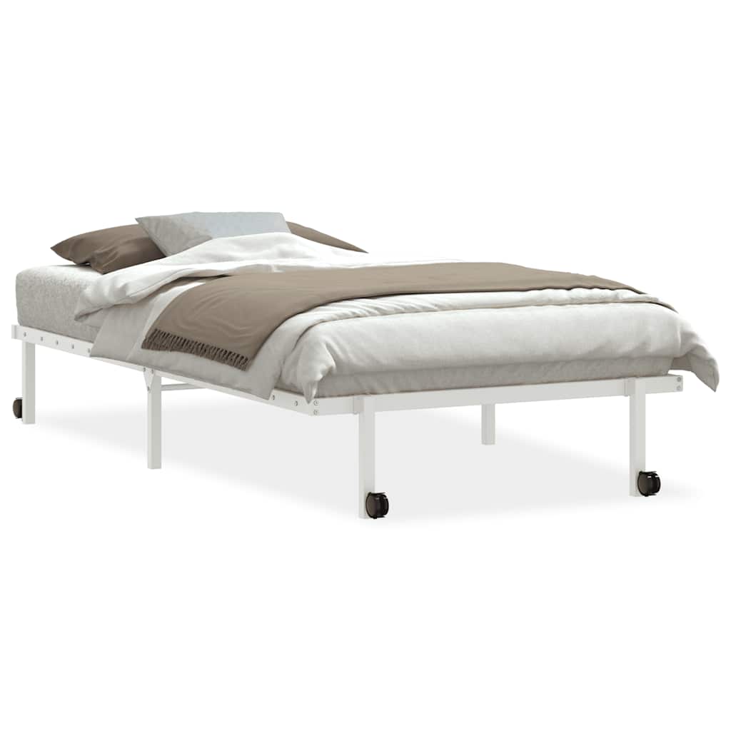 sengeramme uden madras foldbare 100x190 cm stål hvid