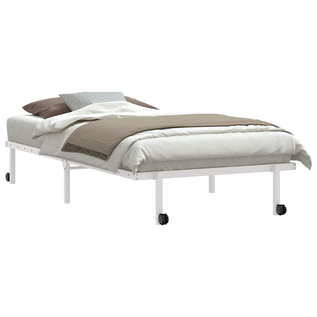 sengeramme uden madras foldbare 100x190 cm stål hvid