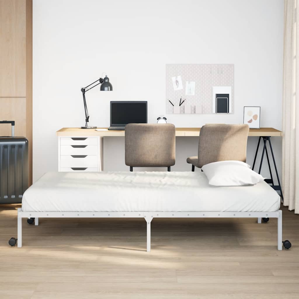 sengeramme uden madras foldbare 100x190 cm stål hvid