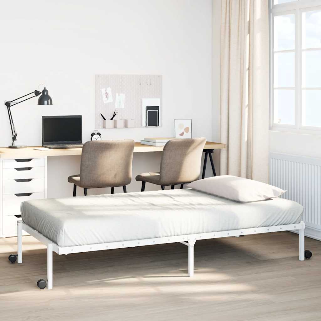 sengeramme uden madras foldbare 107x203 cm stål hvid