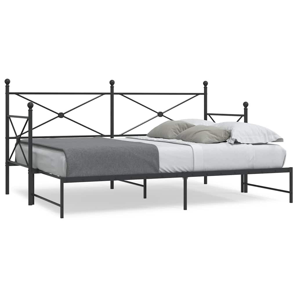 daybed med udtræk uden madras 75x190 cm stål sort