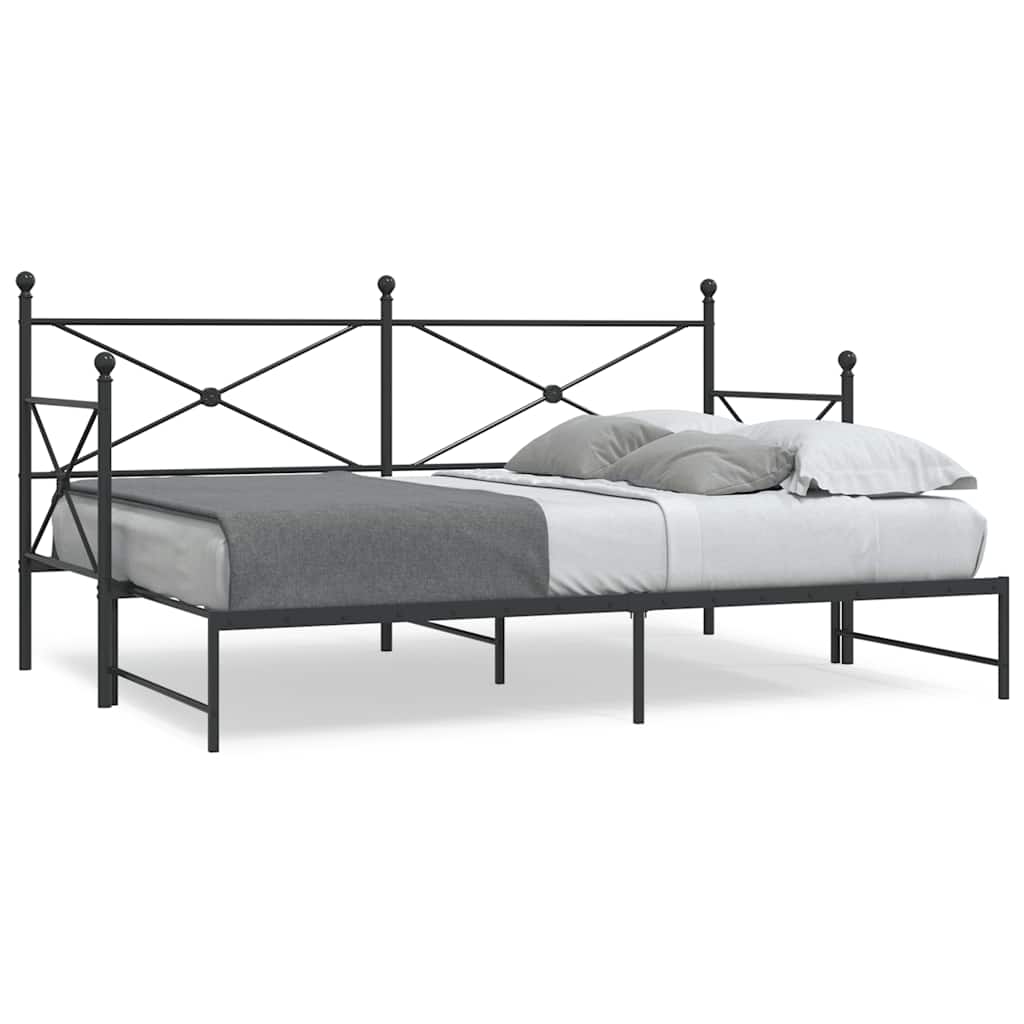 daybed med udtræk uden madras 90x190 cm stål sort