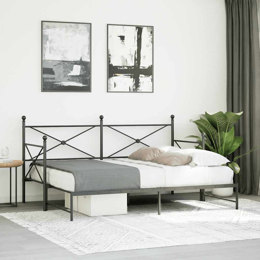 daybed med udtræk uden madras 90x200 cm stål sort