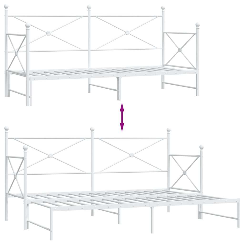 daybed med udtræk uden madras 90x200 cm stål hvid