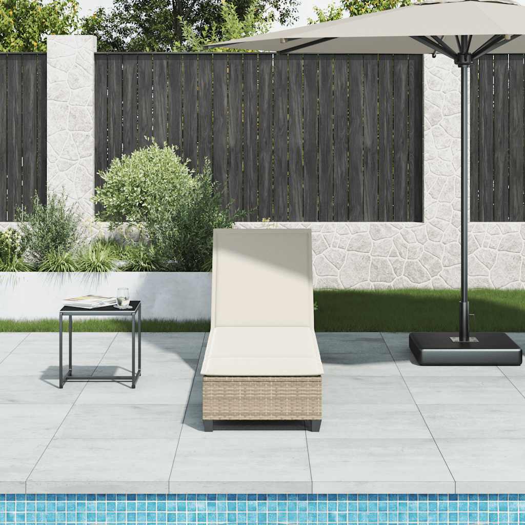 liggestol med hynder 55x200x25,5 cm polyrattan beige