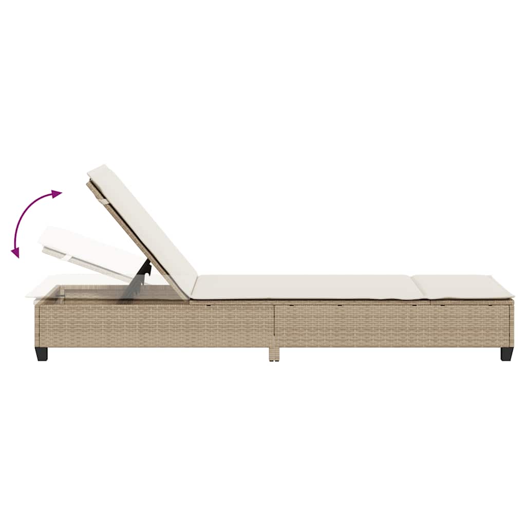 liggestol med hynder 55x200x25,5 cm polyrattan beige