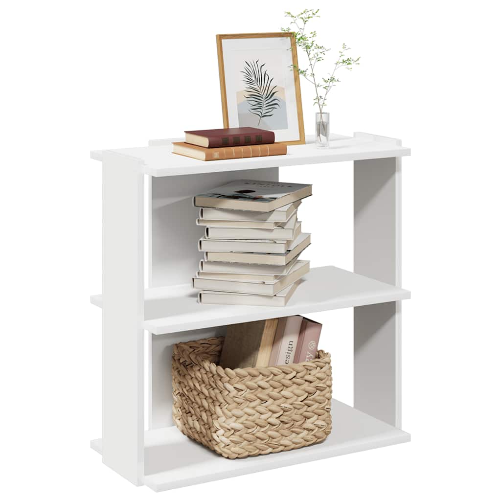 bogreol med 3 hylder 60x30x60 cm konstrueret træ hvid billede