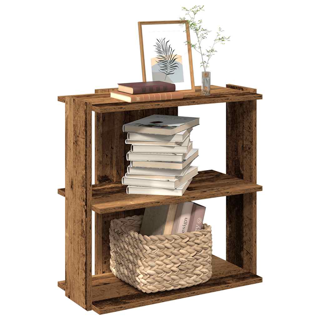 bogreol med 3 hylder 60x30x60 cm konstrueret træ antikt træ billede