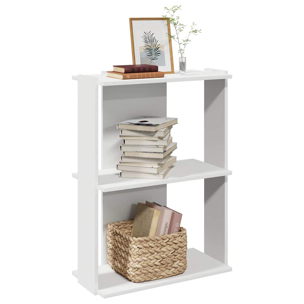 bogreol med 3 hylder 60x30x80 cm konstrueret træ hvid billede