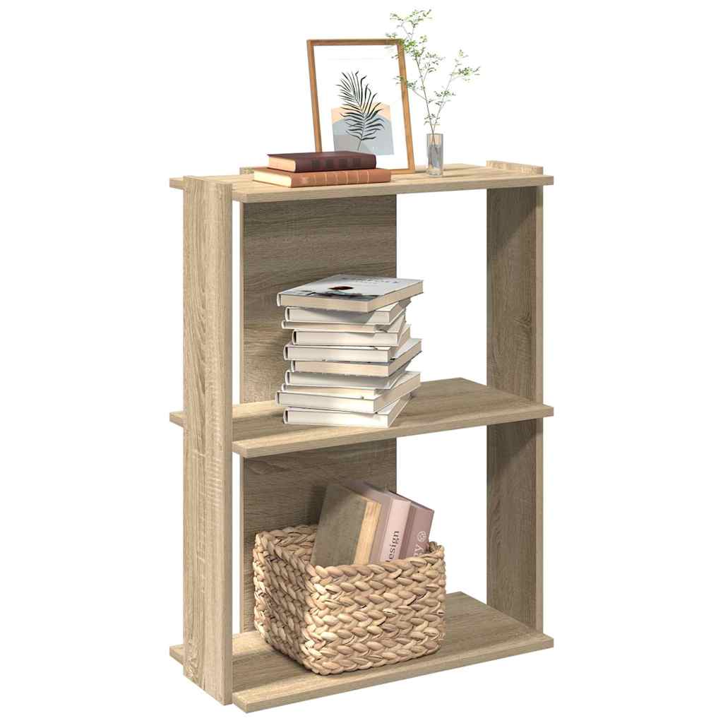 bogreol 60x30x80 cm 3 hylder konstrueret træ sonoma-eg billede