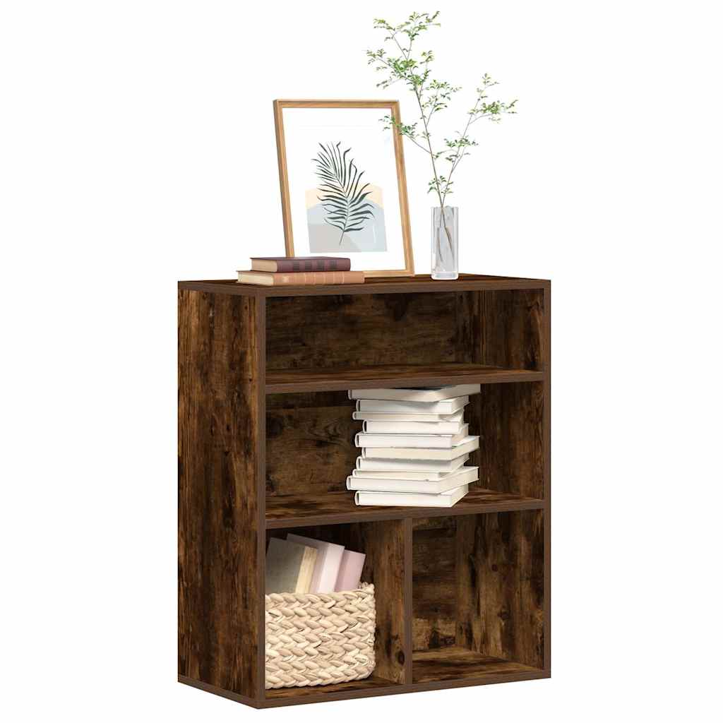 bogreol 60x30x71,5 cm konstrueret træ røget egetræ billede