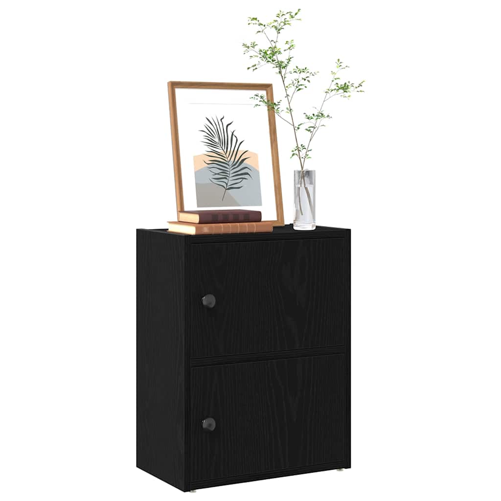 Bogreol med låger 40×24×52 cm - konstrueret træ, sort eg