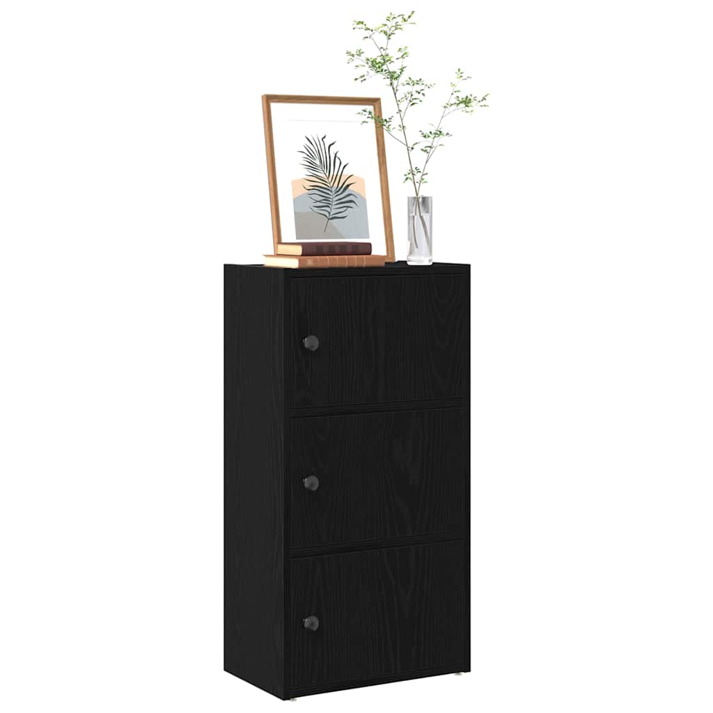 bogreol 40x24x77 cm konstrueret træ sort-eg billede