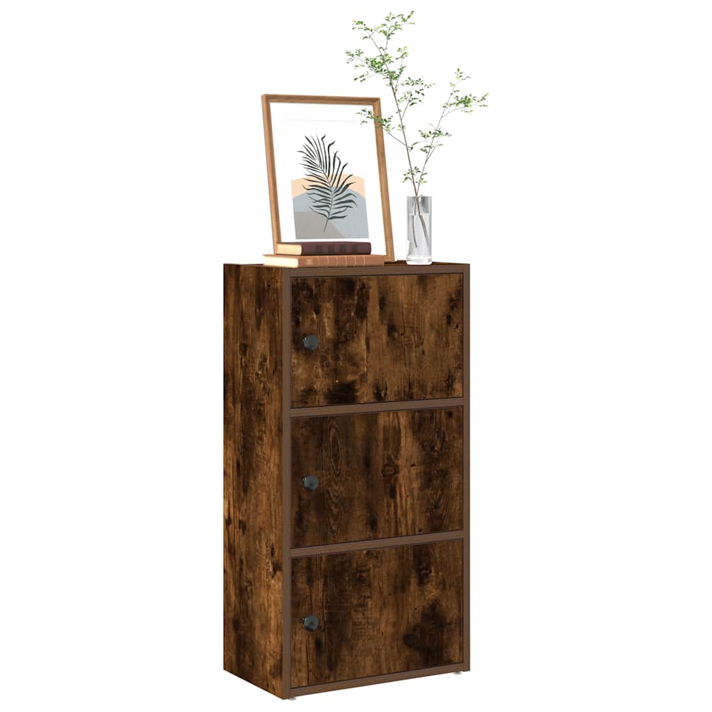 bogreol 40x24x77 cm konstrueret træ røget egetræsfarve billede