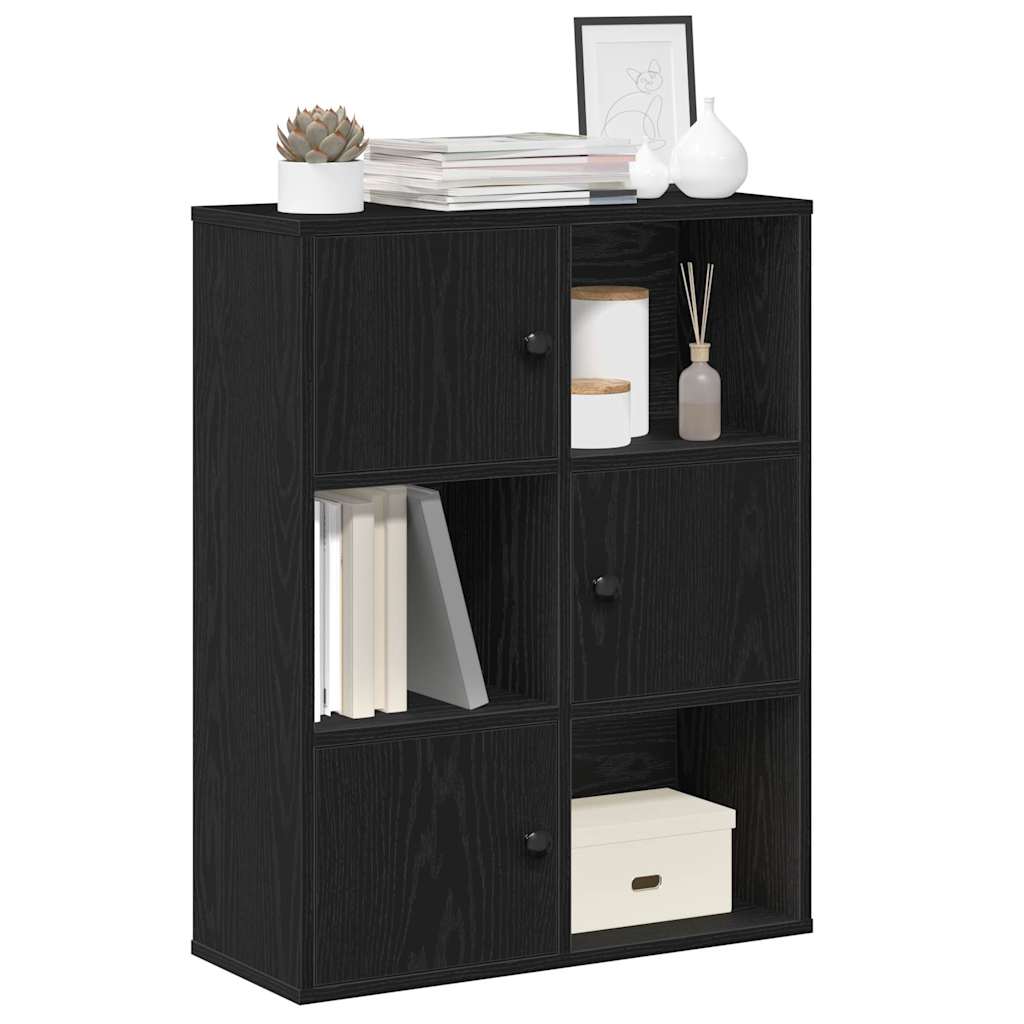 bogreol 60x24x76,5 cm konstrueret træ sort-eg billede