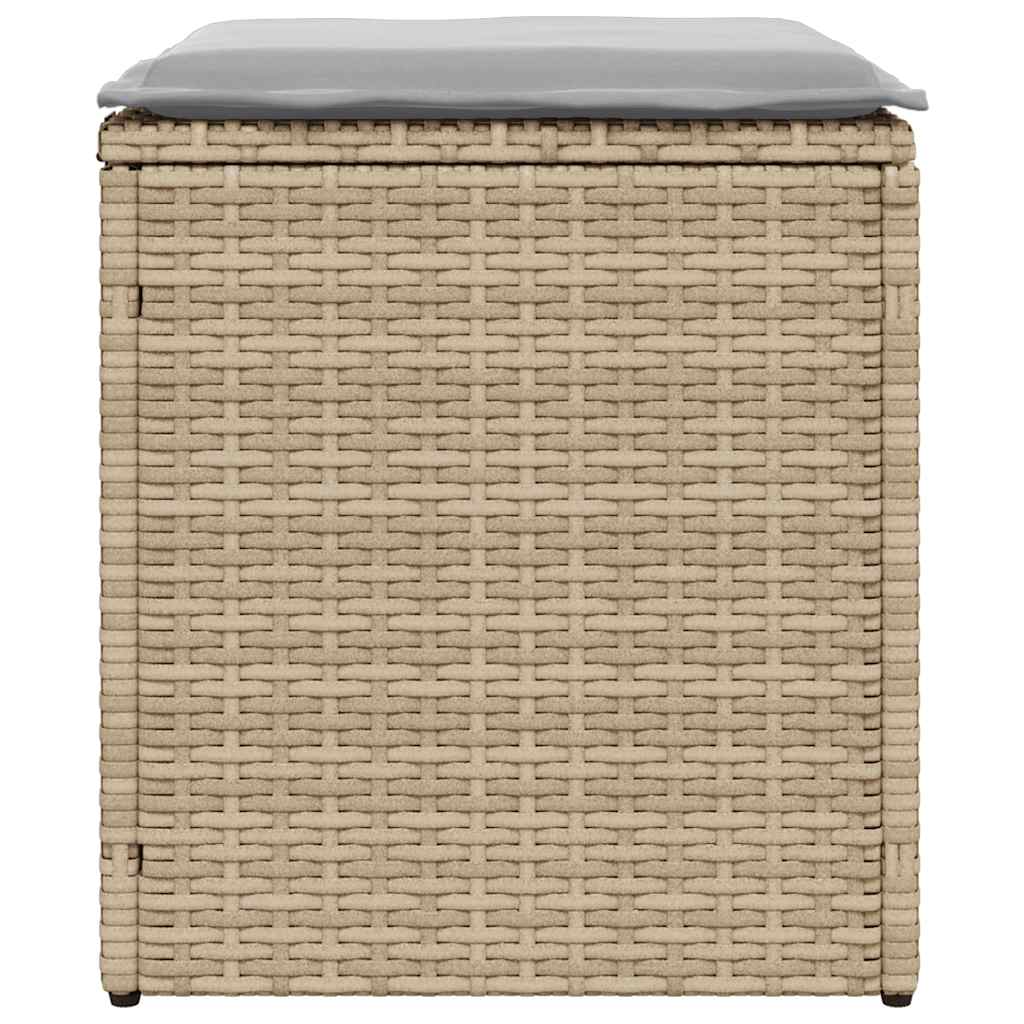 havestole med hynder 2 stk. 40x40x43 cm polyrattan beige