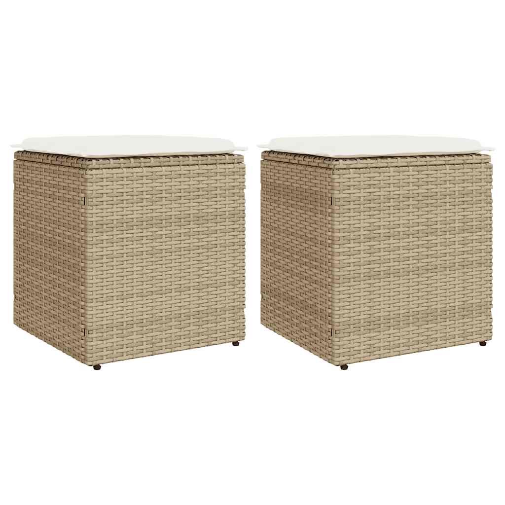 havestole med hynder 2 stk. 40x40x43 cm polyrattan beige