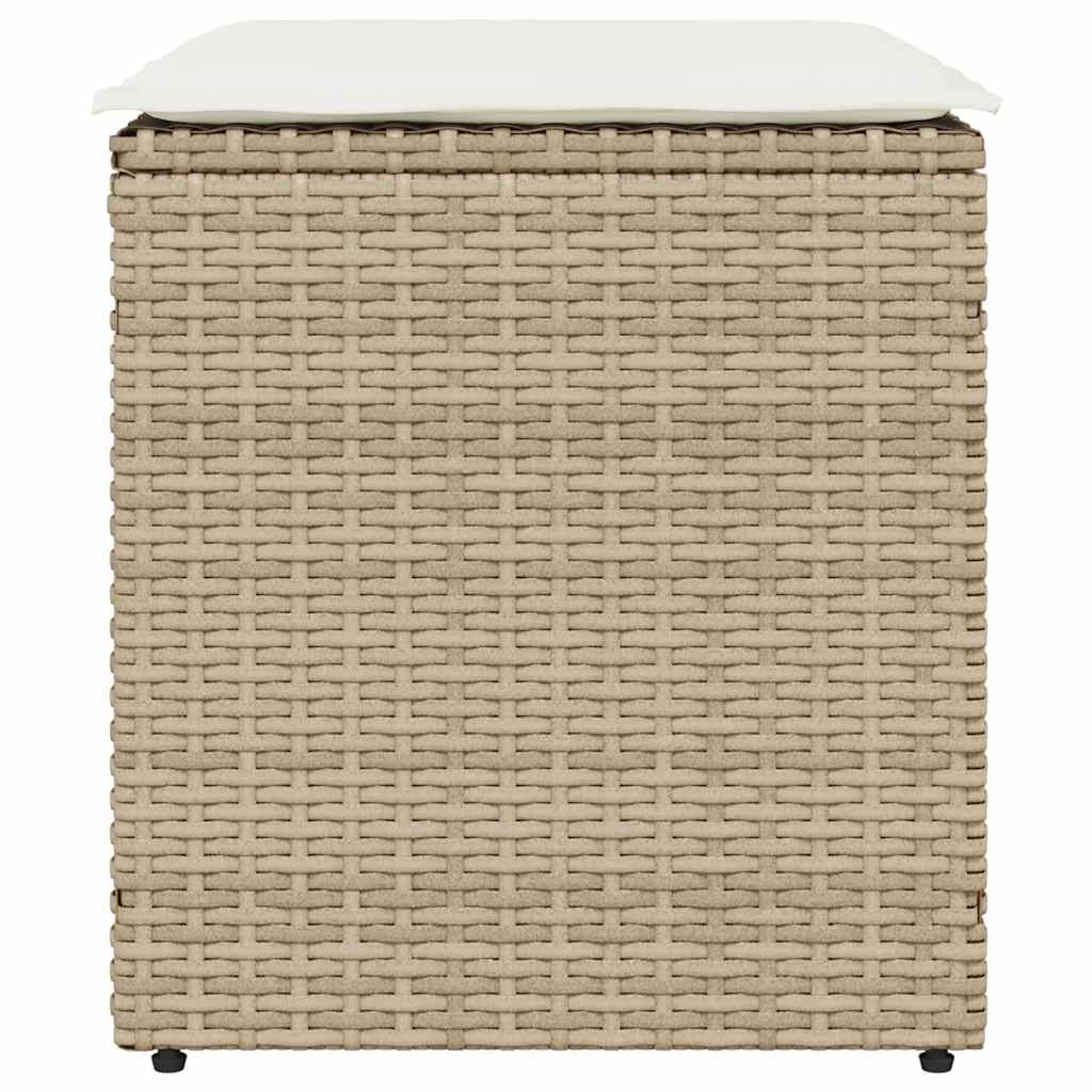 havestole med hynder 2 stk. 40x40x43 cm polyrattan beige