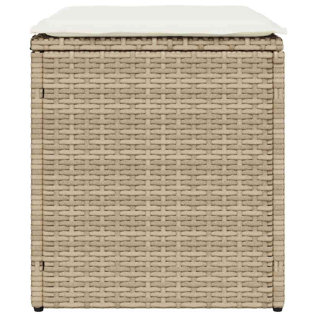havestole med hynder 2 stk. 40x40x43 cm polyrattan beige