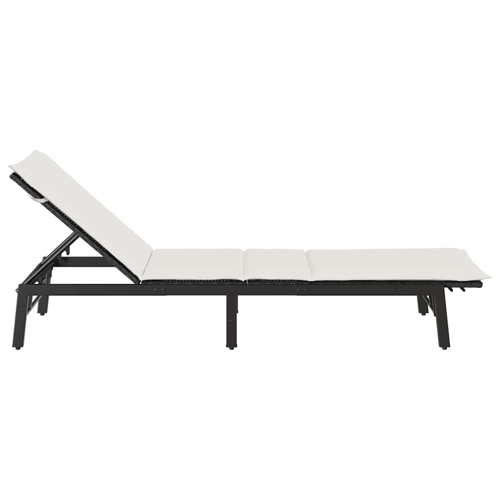 liggestol med hynde polyrattan sort