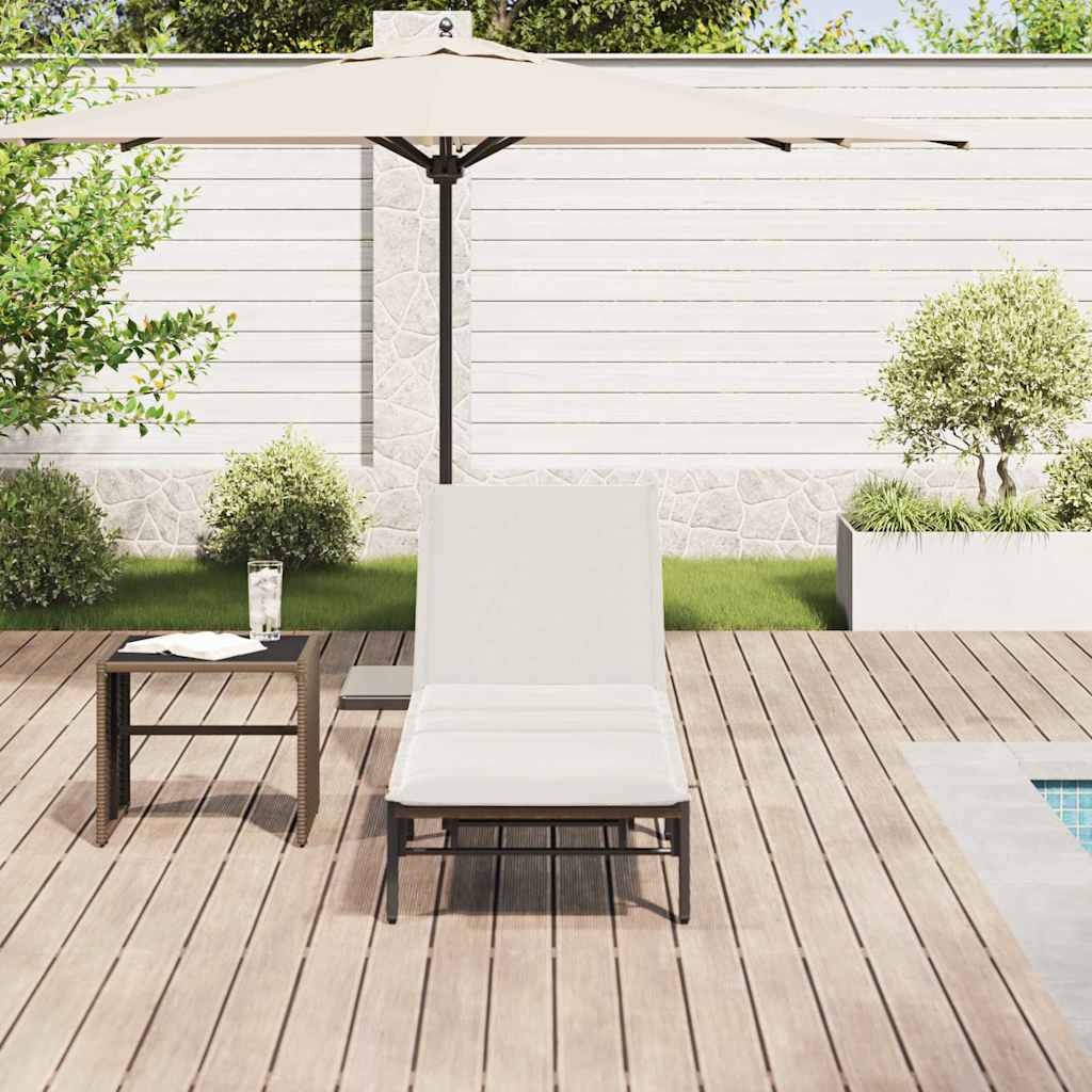 liggestol med hynde polyrattan brun