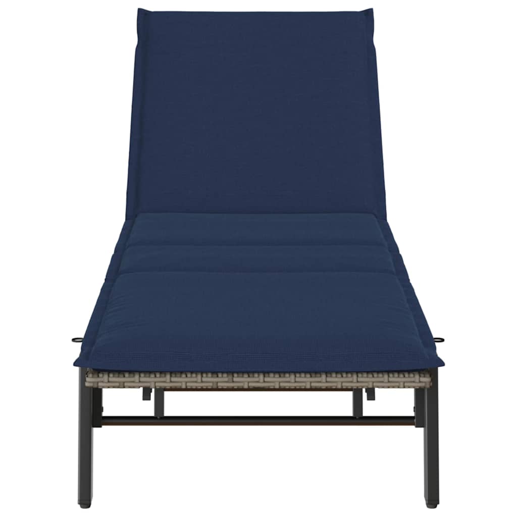liggestol med hynde polyrattan grå