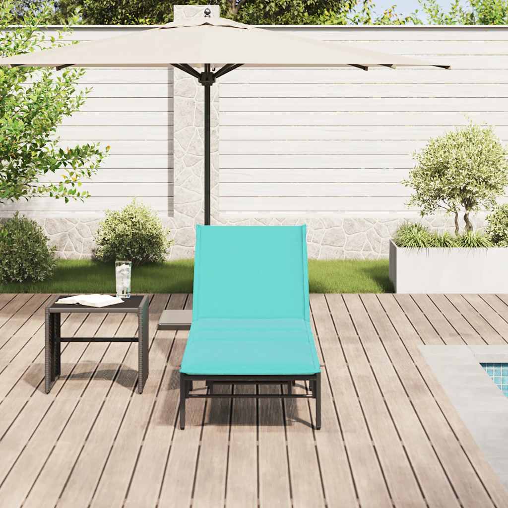 liggestol med hynde polyrattan sort
