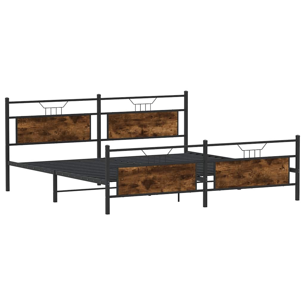 sengeramme uden madras 200x200 cm metal røget egetræsfarve