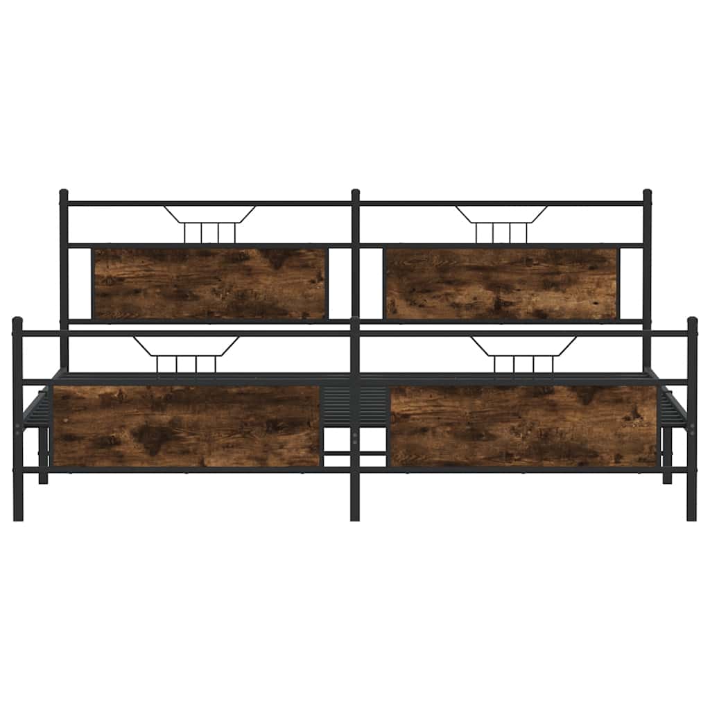 sengeramme uden madras 200x200 cm metal røget egetræsfarve