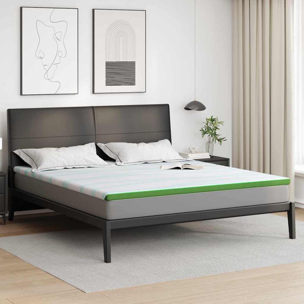 Madras topper Hvid og grøn 200 x 200 cm Jacquard Stof