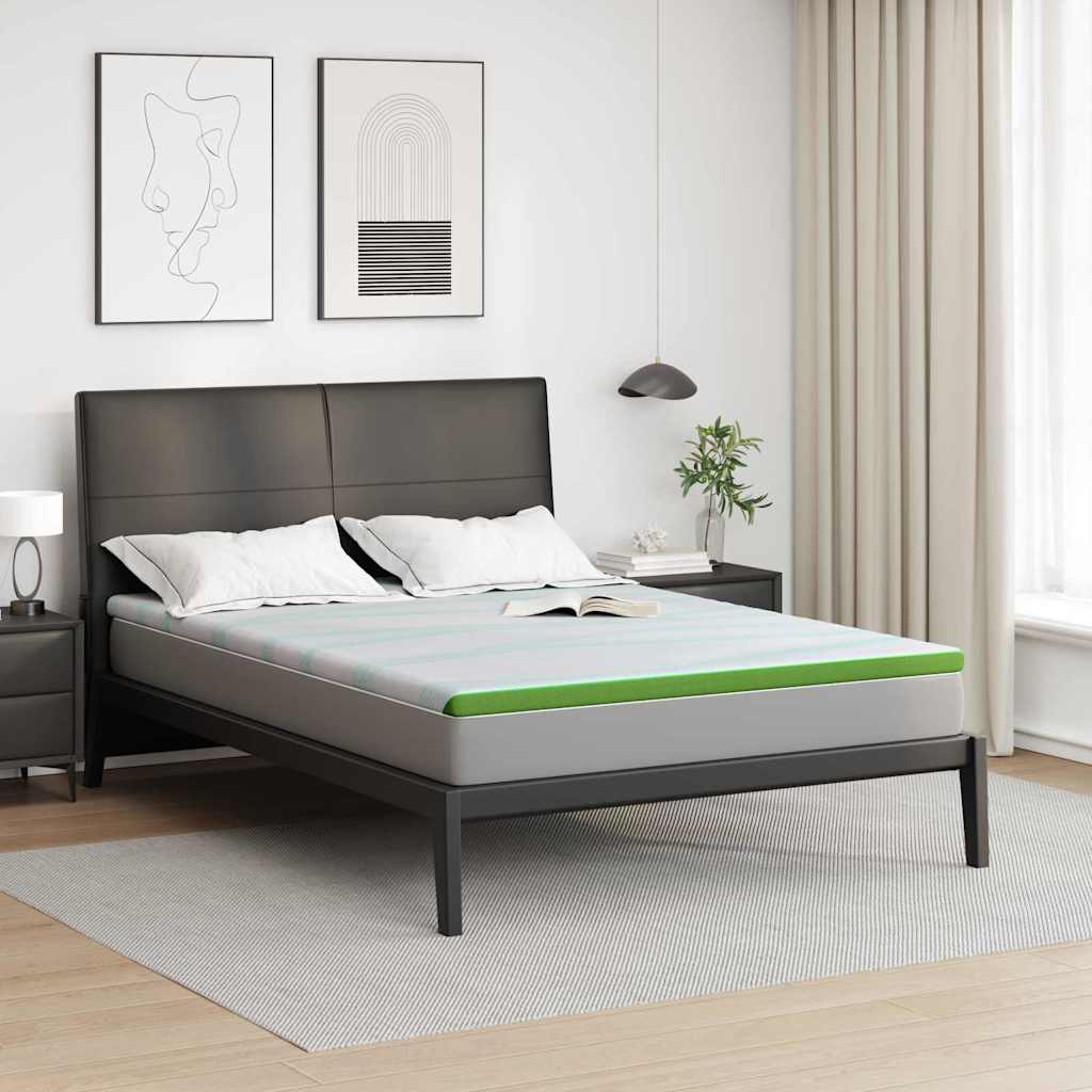 Madras topper Hvid og grøn 140 x 200 cm Jacquard Stof