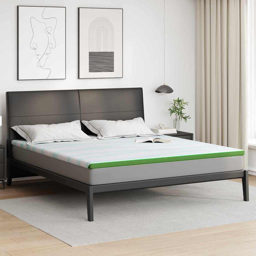 Madras topper Hvid og grøn 180 x 200 cm Jacquard Stof