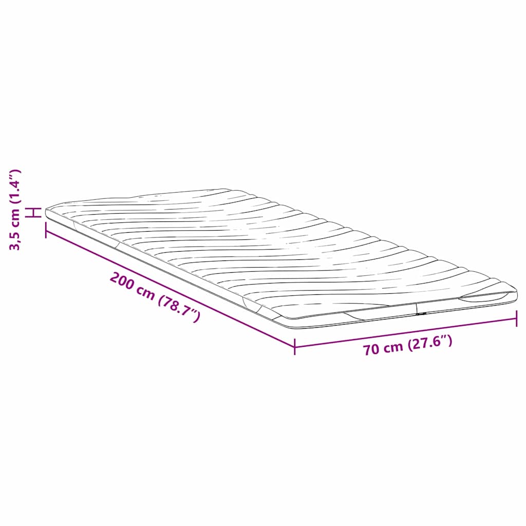 Madras topper Hvid 70 x 200 cm Strikket stof