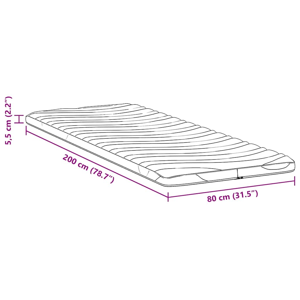 Madras topper Hvid 80 x 200 cm Strikket stof