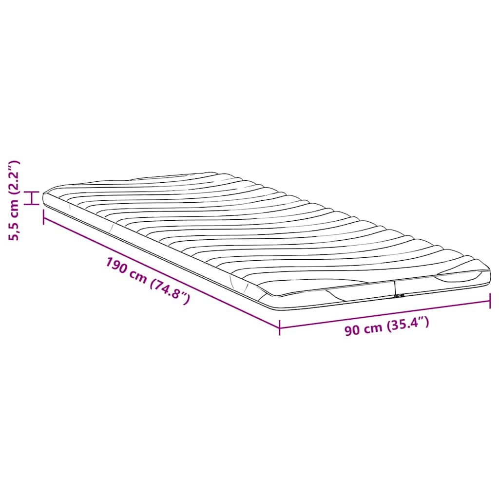 Madras topper Hvid 90 x 190 cm Strikket stof