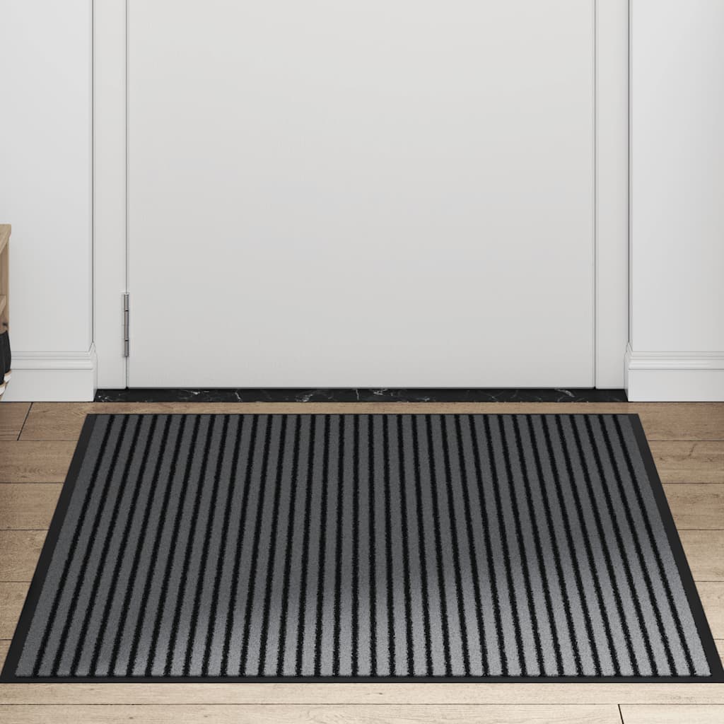 Dørmåtte Stribe Sort og Grå 90x120 cm