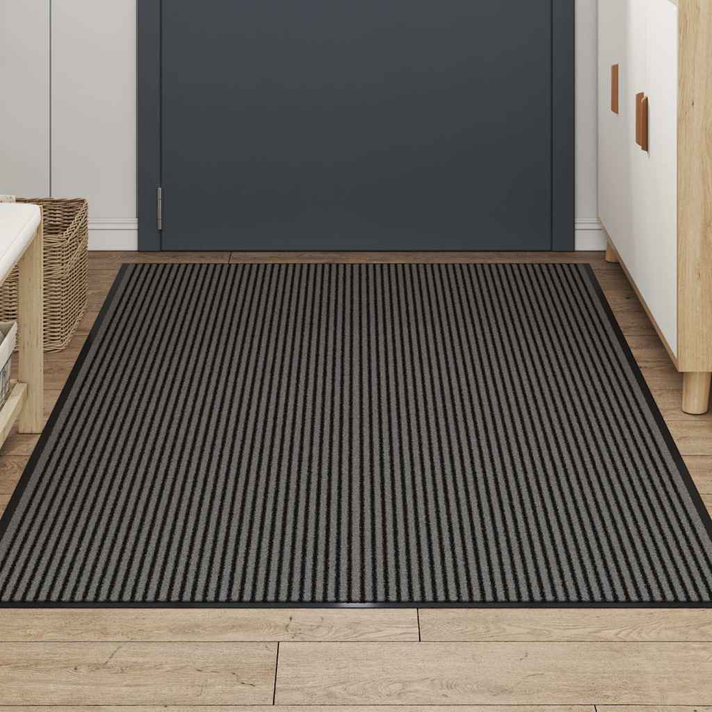 Dørmåtte Stribe Sort og Grå 115x200 cm