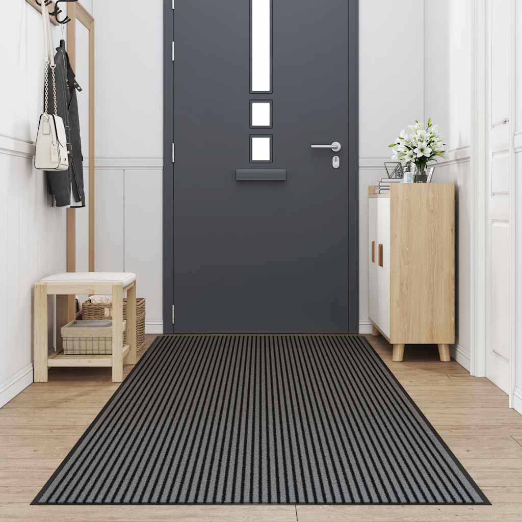 Dørmåtte Stribe Sort og Grå 115x400 cm
