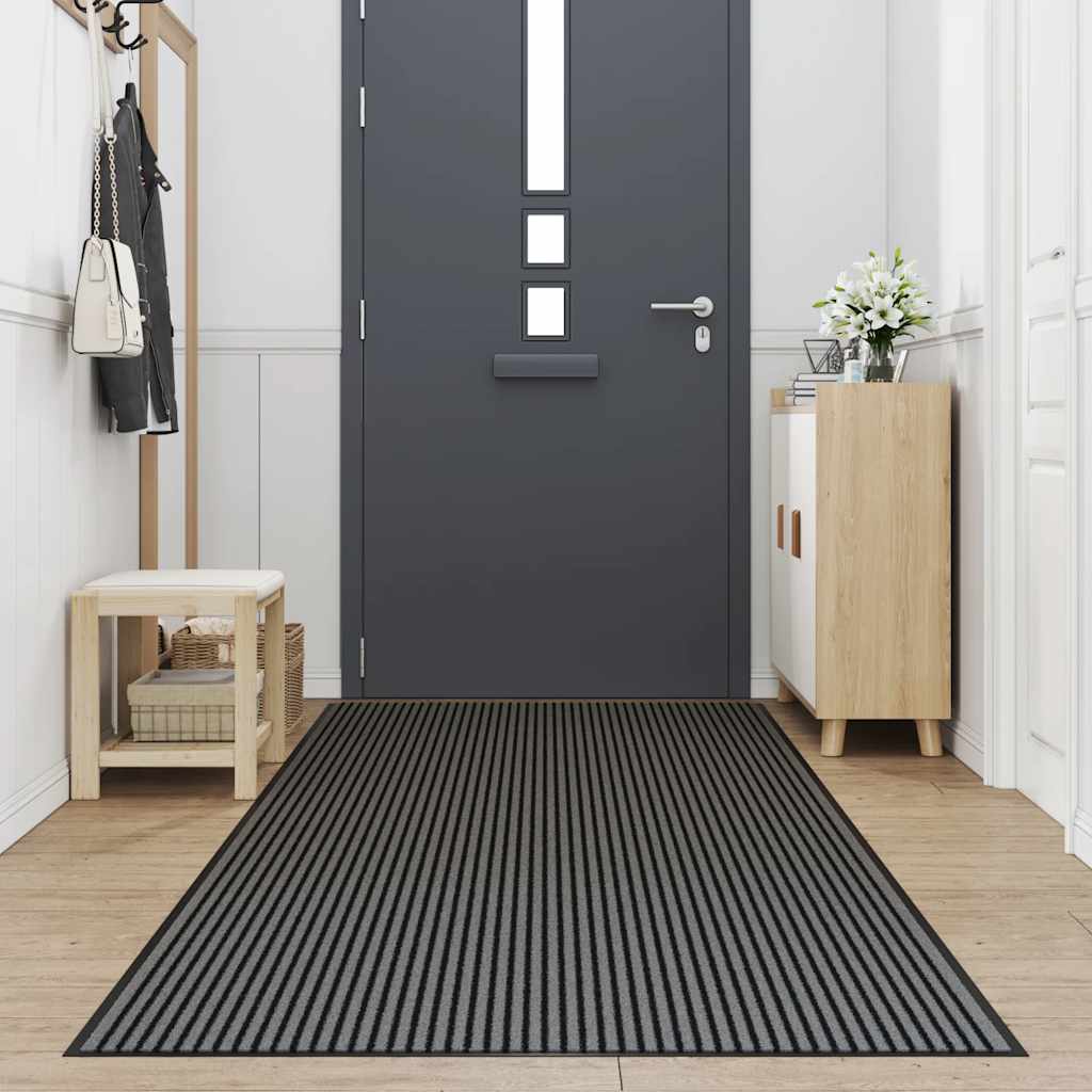 Dørmåtte Stribe Sort og Grå 115x500 cm